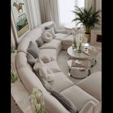 Trueliving Modern Dark Seven Seater Sofa Linen Finish 1.77D x 3.6W x 0.84H Meters